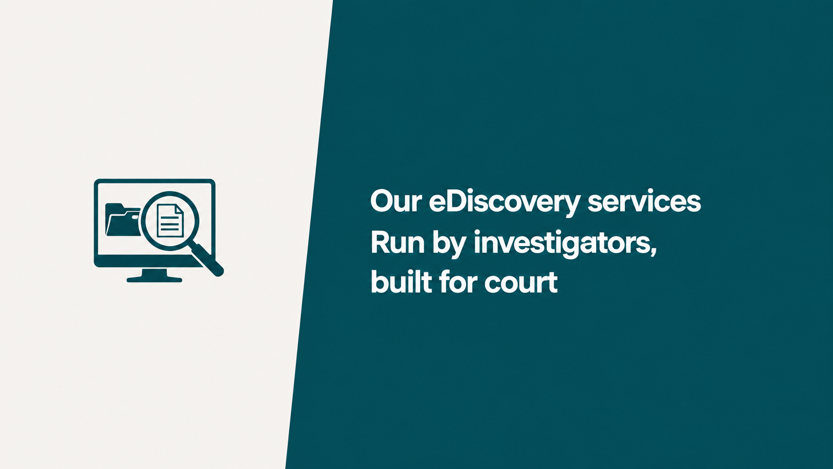 Our eDiscovery services: run by investigators, built for court